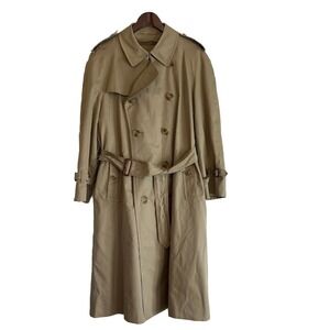 Vintage BURBERRY'S Camel‎ Belted Nova Check Lined Trench Coat Men's 42 Regular